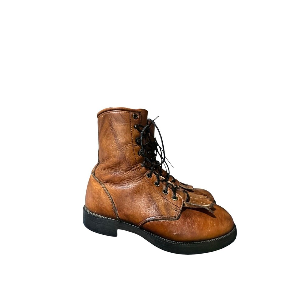 Vintage Durango Western Kiltie Leather Anti-Oil Heat & Slip Boots Men Sz 8 D